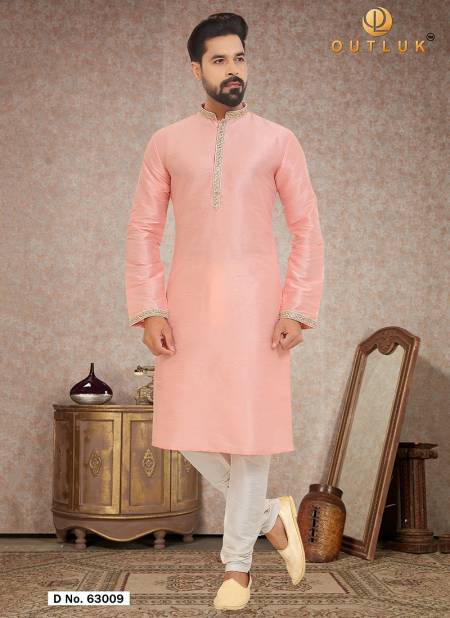 Peach Colour Outluk Vol 63 Traditional Wear Heavy Latest Kurta Pajama Mens Collection 63009